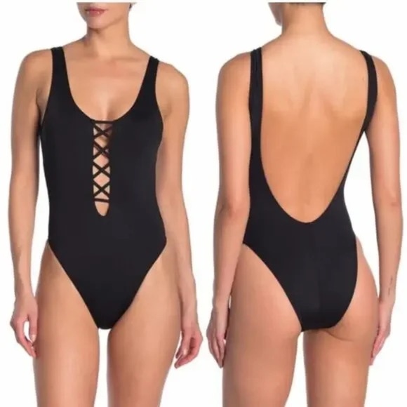 The Bikini Lab Black Crisscross One-Piece Swimsuit - Picture 1 of 5